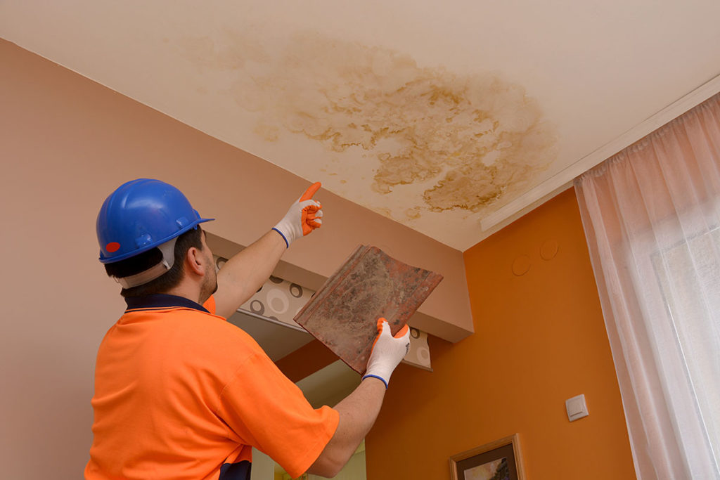 water damage showing the signs of a leaking roof