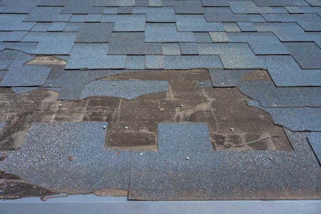 roof damage that occurred over the winter