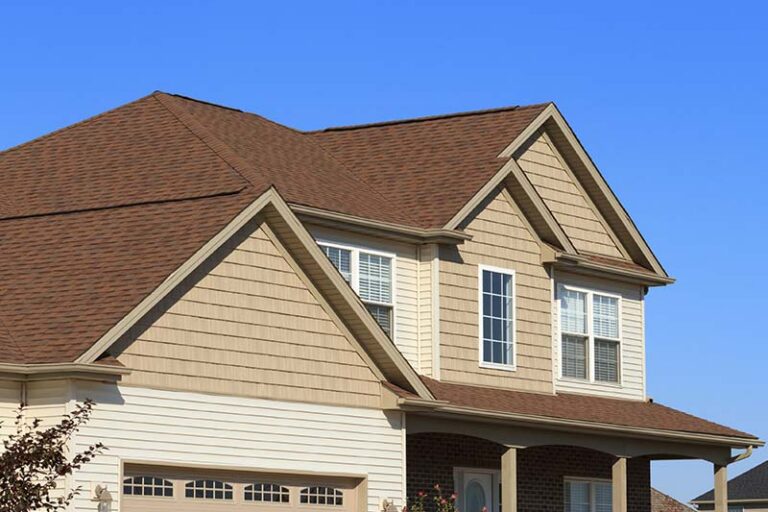 New brown shingle roof on a residential home.